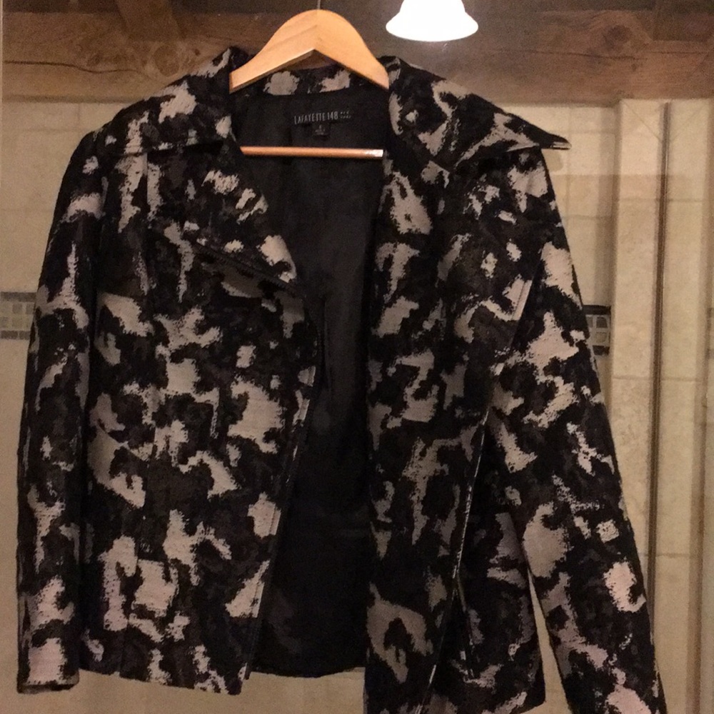 Lafayette 148 jacket with Moto style zip,  size 6.